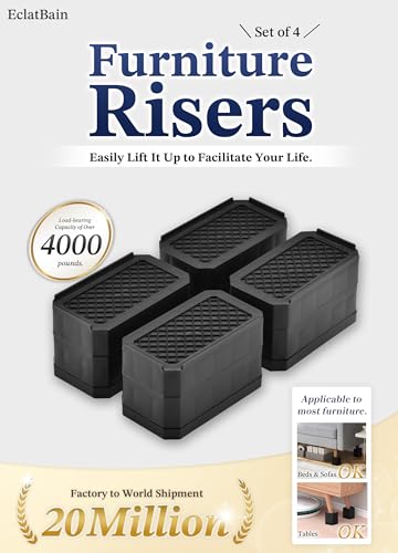 EclatBain Rectangular Adjustable Bed Risers 3&4.3 Inch, 4000 lbs, 4 Pack - color: Rectangle-4 Pack-white, size: 2 Layer(3inch)