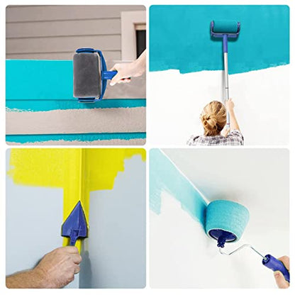 TOURACE® 9Pcs/Set Paint Roller Kit with Sticks Paint Roller Pro Transform Your Room in Just Minutes Quickly Decorate Runner Tool Painting Brush Set