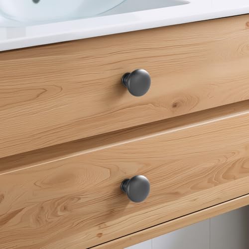 Lardmon 10 Pack Dark Gunmetal Gray Round Cabinet Knobs 1.2 Inch(30.5mm) Dia. Mushroom Drawer Knobs Modern Single Hole Cabinet Pulls Solid Kitchen Knobs Cabinet Handles Kitchen Hardware for Dresser - color: Gray, size: 1.2 Inch Diameter, style: 10 Pack