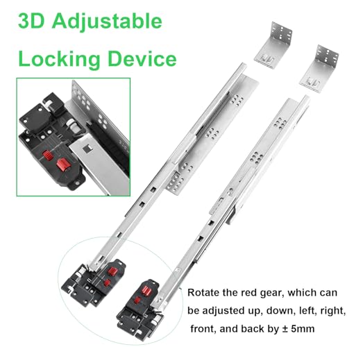 21 Inch 6 Pairs Undermount Soft Close Drawer Slides Full Extension