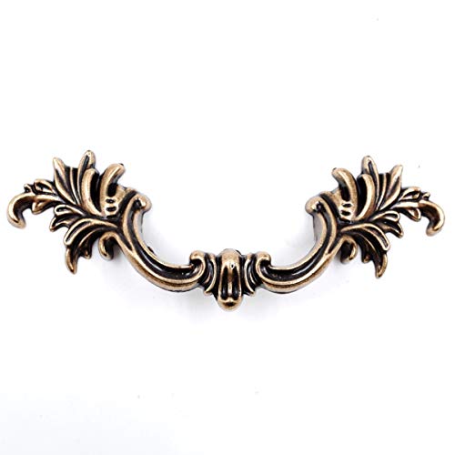 Jetland French Provincial Drawer Pulls - 6-Pack, Antique Brass, 3" Hole Centers, Vintage Shabby Chic Pulls for Dresser Nightstand Cabinet, PW1618ABR76 - color: Antique Brass, size: 3 Inch Hole Centers