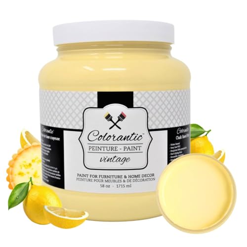 Colorantic | LEMON PIE Chalk Paint for Furniture Painting DIY- Multi-Surface Craft Paint | LIGHT YELLOW Decorative Painting for Wood (58 oz) - color: Lemon Pie, size: 58 Fl Oz (Pack of 1)