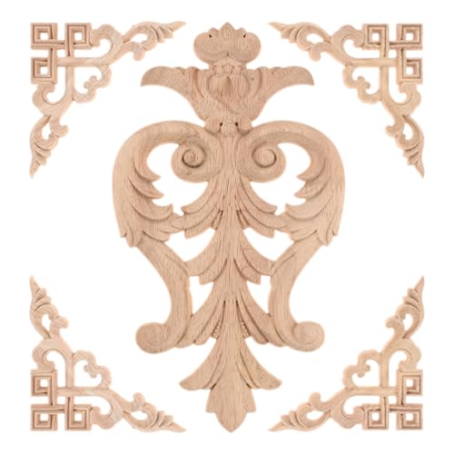 5Pcs Wood Appliques Onlays Classic Decorative Furniture Appliques Set E - color: Set E
