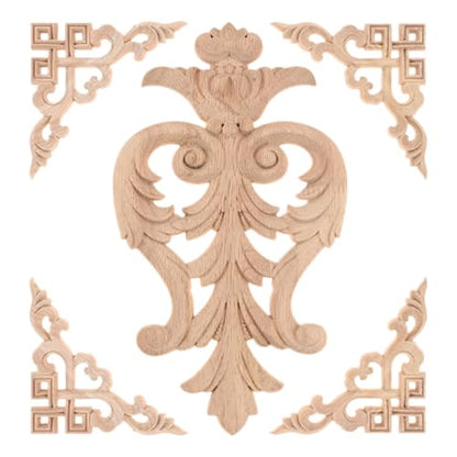 5Pcs Wood Appliques Onlays Classic Decorative Furniture Appliques Set E - color: Set E