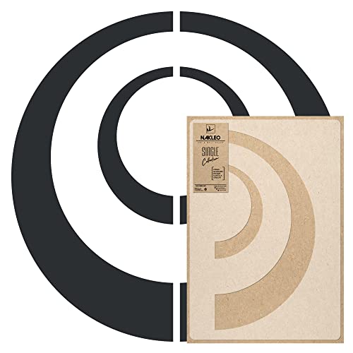 NAKLEO Geometric Large Wall Painting Stencil Diameter 21.7”, Big Retro Circle Pattern, Reusable Plastic Template, DIY Art and Craft Home Decor, Floor Wood Fabric Furniture - color: Retro Circle, size: M