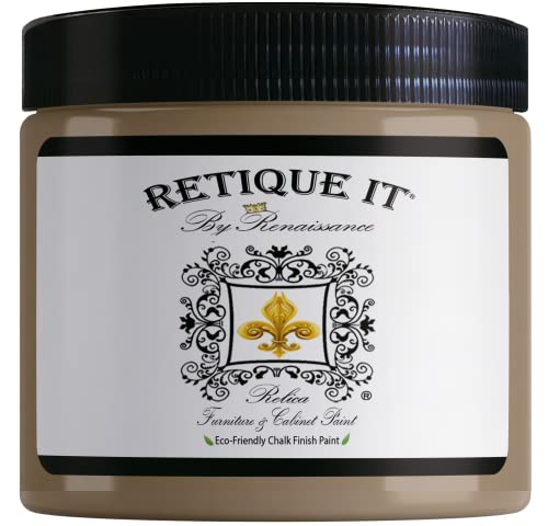 Retique It Chalk Furniture Paint by Renaissance DIY, 16 oz (Pint), 11 Alabaster - color: 12 French Beige, size: 16 Fl Oz (Pack of 1)