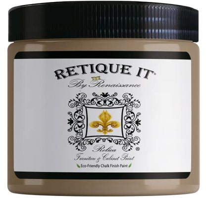 Retique It Chalk Furniture Paint by Renaissance DIY, 16 oz (Pint), 11 Alabaster - color: 12 French Beige, size: 16 Fl Oz (Pack of 1)