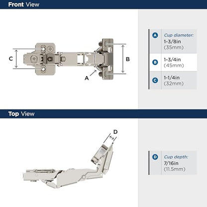 Amerock 1 Pair 165 Degree Lazy Susan Full Overlay Frameless Cabinet Hinge - size: 165 Degree Frameless, style: Soft-Close