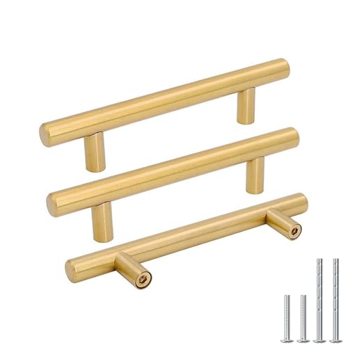 Goldenwarm 20 Pack 3-3/4" Gold Cabinet Handles Brushed Gold Cabinet Pulls - color: Gold, size: 3-3/4 Inch Hole Centers