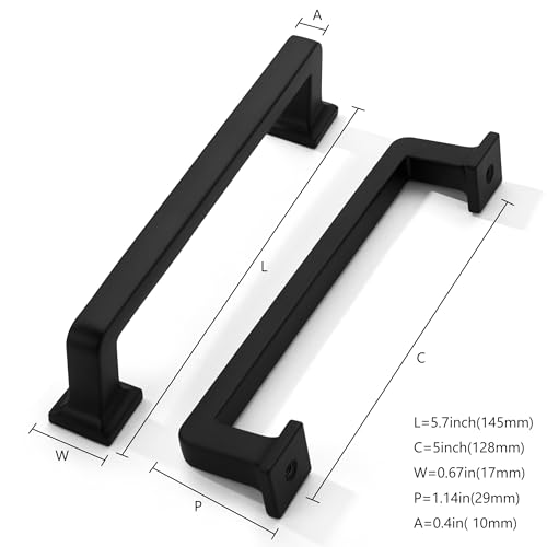 khtumeware 10 Pack Matte Black Cabinet Pulls, 5 Inch(128mm) Hole Centers Cabinet Handles Kitchen Hardware Straight Bar for Cabinets and Drawer Pulls - color: Matte Black, size: 5"(128mm) Hole Center, style: 10-pack