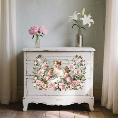 Peacoblue Aristocrat Flowers Rub On Transfers for Furniture 6"x12" - style: Retro Aristocrat with Flowers