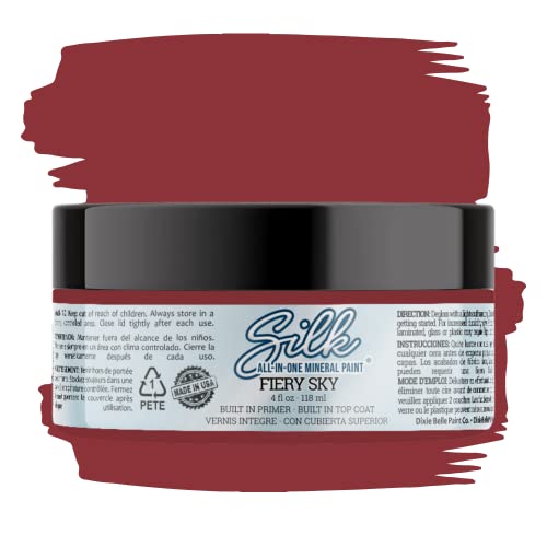 Dixie Belle Silk All-In-One Mineral Paint - Fiery Sky (4oz) - color: Fiery Sky, size: 4 Fl Oz (Pack of 1)