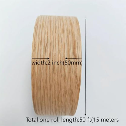 Red Oak Wood Veneer Edge Banding Roll 2 inch ×50ft, Preglued Iron-On with Hot Melt Adhesive Edgebanding Strip, Flexible Wood Tape for Furniture Plywood Repair - size: 2" x50'