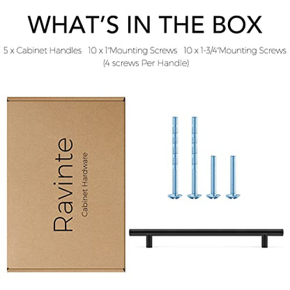 Ravinte Cabinet Pulls,10" Length,7-1/2" Hole Center,Matte Black,5 Pack - color: Matte Black