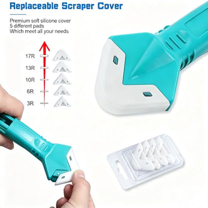 Silicone Caulking Tool 3 in 1 Stainless Steel Head Scraper Caulk Remover Sealant for Kitchen Bathroom Window, Cyan - color: Cyan