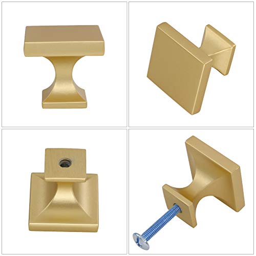 homdiy Gold Cabinet Knobs 5 Pack Brushed Gold Square Cabinet Knobs - color: Brushed Gold, size: 5 Pack