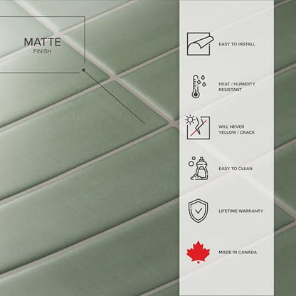 Smart Tiles Peel and Stick backsplash, Stacked Olive Green, 11.43"x9" - color: Olive Green