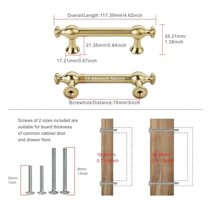 TUNNY 10 Pack Retro Cabinet Handles Champagne Bronze 3 Inch/76mm Kitchen Cabinet Pulls, Cabinet Pulls Kitchen Cabinet Hardware Drawer Pulls TU10188 - color: Champagne Bronze, size: 3"(76mm)Hole Center-10Pcs
