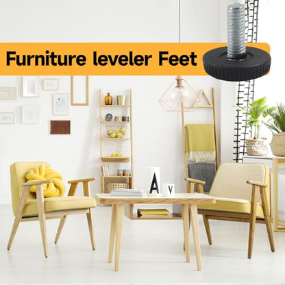 12 Pack M6 Threaded Adjustable Furniture Leveling Feet, Screw-in - size: M6