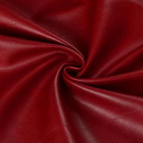 Faux Leather Fabric, Marine Vinyl Upholstery Fabric 55" x 36", 1.05mm Thick Soft Durable Synthetic Material for Sofa Chairs Bags Car Seats Furniture DIY Crafts Sewings, Red - color: Red, size: Pre-cut 1 Yard (54" x 36")
