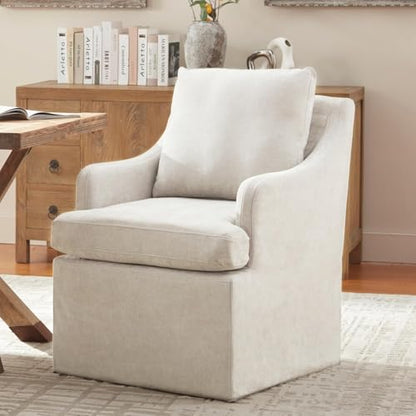 VKNOW Upholstered Dining Chairs Set of 6, Dining Room Chairs with Casters - color: Cream, size: 6