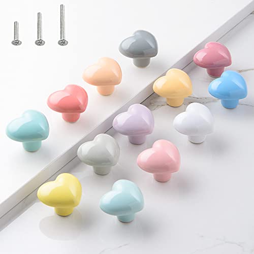 HUAMULAN Ceramic Knobs Heart Shape Cabinet Dresser Pulls Door Handle 15 PCS - color: LS154-Mix-15PCS