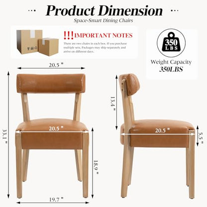 ZJhome Modern Dining Chairs Set of 4 – Mid-Century Modern Faux Leather Upholstered Kitchen & Dining Room Chairs with Curved Back, Oversized Rounded Seat, Sturdy Wood Frame, Brown - color: Brown Leather, size: Set of 4