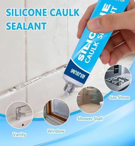 Clear Silicone Caulk, Waterproof & Strong Adhesion Silicone Sealant, 20mL*2 - size: 20ml*2Pack