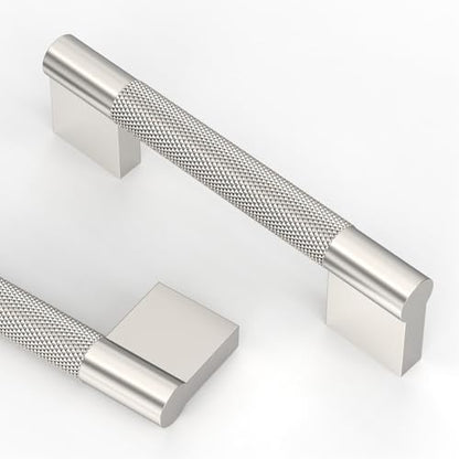 Asidrama 10 Pack 3 inch Brushed Satin Nickel Knurled Cabinet Handles - color: Brushed Satin Nickel, size: 3" Hole Center(76mm)