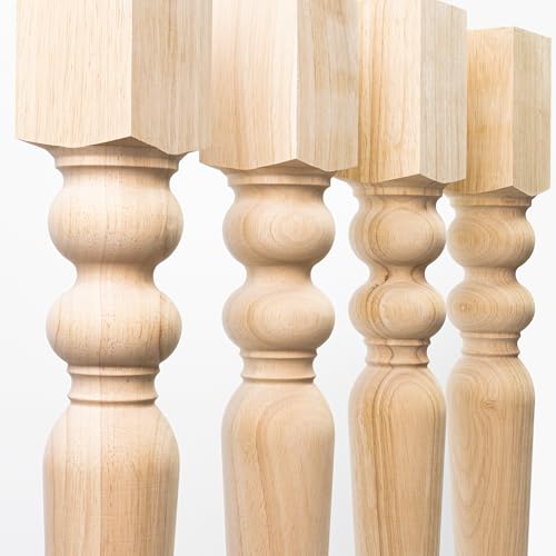 decorluxes Unfinished Farmhouse Table Legs Dining Table 2.8" X 29" Set of 4 DIY Coffee Table Rustic Turned Style Leg | Easy to Paint Any Color You Want (29 inch)