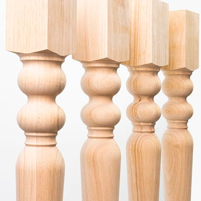 decorluxes Unfinished Farmhouse Table Legs Dining Table 2.8" X 29" Set of 4 DIY Coffee Table Rustic Turned Style Leg | Easy to Paint Any Color You Want (29 inch)