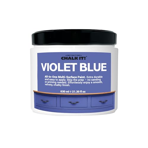 CHALK IT! All-in-One Multi-Surface Chalk Paint for Furniture & Cabinets - No Sanding, No Primer, Built-In Top Coat Water-Based, Low-Odor, Fast-Drying, Matte Finish (Violet Blue) - color: Violet Blue