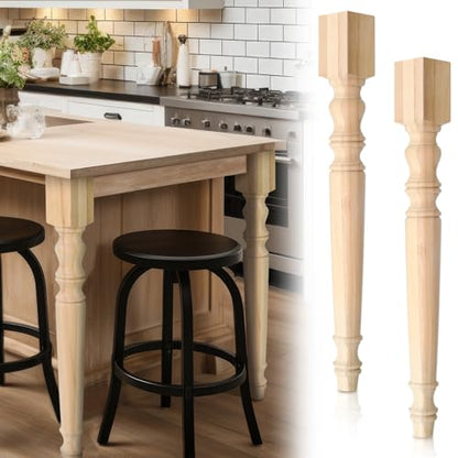 DoubleFill 2 Pcs Unfinished Kitchen Island Legs Wood Table Legs, Classic - color: Classic, size: 35.4" H X 3.7" W X 3.7" D