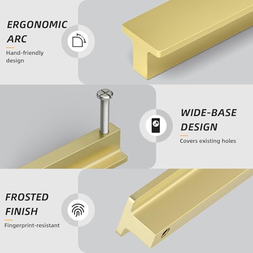Goldenwarm 10 Pack 3 Inch Gold Cabinet Handles Dresser Drawer Pulls - color: Matte Gold, size: 3in Hole Centers