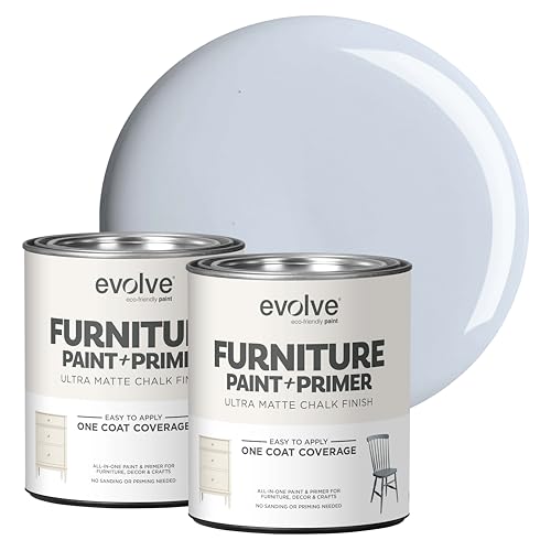 EVOLVE Chalk Paint for Furniture, (Blue Mirage), 2-Pack Quart – No Sand or Primer Needed, UltraMatte Finish, Smooth Coverage, Low VOC, Easy to Distress for DIY Projects - color: Blue Mirage, size: 30 Fl Oz (Pack of 2)