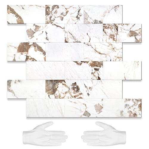 STICKGOO 10 Sheets Subway Tiiles Peel and Stick Backsplash, Belgium White - color: Belgium White