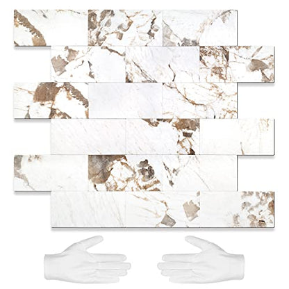 STICKGOO 10 Sheets Subway Tiiles Peel and Stick Backsplash, Belgium White - color: Belgium White