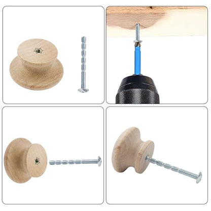 Murtenze 1-1/2 inch Unfinished Wood Knobs Mushroom Shape 20 PCS - size: 20 PCS 1-1/2
