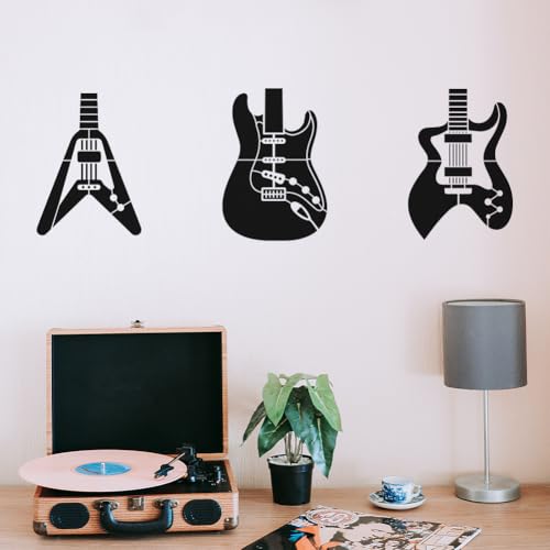 FINGERINSPIRE 6PCS Guitar Stencils 8.3x11.7 Inch Modern Guitar Body Painting Stencil Reusable Plastic Music Template with a Brush for Painting on Wood Wall Canvas Furniture Home Decor - style: Guitar