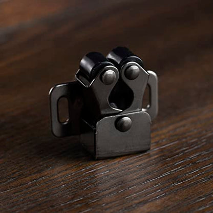 Keenkee Cabinet Latch Double Roller Catch, Black Nickel, 4 PCS - color: BlackNickel 4ps