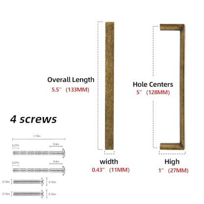 Antique Brass Kitchen Cabinet Pulls 5 Inch 10 Pack - color: Antique Brass, size: 5'' Hole Center(128mm)