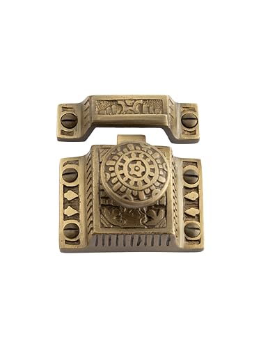 Antique Brass Cabinet Latch - Durable Solid Brass, Polished Finish for a Stylish Upgrade. Easy Install for Cabinets, Cupboards & Drawers, Vintage Charm Meets Modern Functionality
