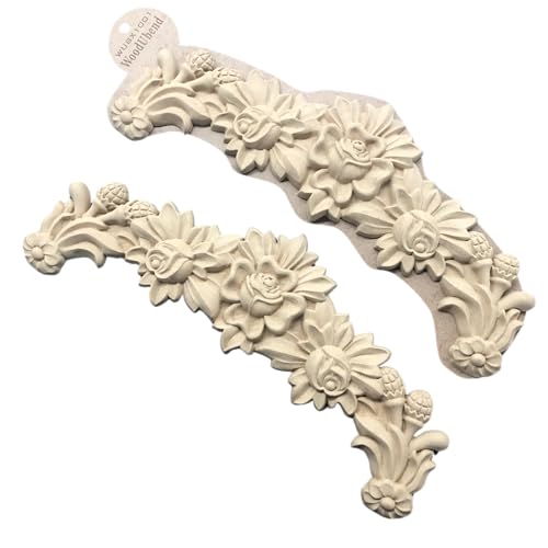 WoodUbend WUBX1001 Swags of Flowers Appliques - Heat Bendable & Flexible Wood Onlays 14.5x37cm - DIY Craft, Furniture & Home Decor - Easy to Apply & Paint - Reusable & Decorative Decals (2 Pack) - size: WUBX1001
