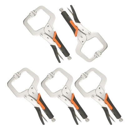 5 Pack 6 Inch C-Clamp Locking Pliers with Rubber Handle, C-Clamps Face, 6 Inch Heavy Duty C Clamp Locking Pliers for Woodworking and Home Improvement - size: 5 Pack 6 Inch with rubber handle