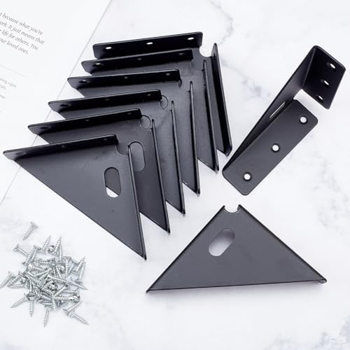 8Pcs 90 Degree Heavy Duty Gusset Joints Bracket 5.2"x2.3"x1.1" Corner Brace Bracket Fasteners with Screws Triangle Cold Rolled Steel Corner Protectors for Furniture Jewelry Box