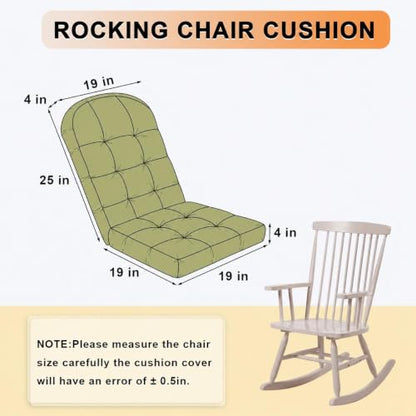 Rocking Chair Cushion - Chenille Fabric, High-Density Sponge, Durable Comfort Non-Slip Bottom Tufted Seat Pads with Ties, Chenille︱Grass Green, 44x19x4 inch - color: Grass Green