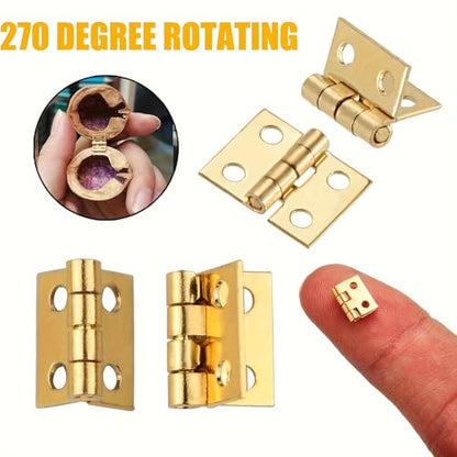 500Pcs Small Brass Antique Mini Hinges, Stainless Steel Folding Butt Miniature Hinges with Screws and Screwdriver for DIY Crafts Jewelry Box Cabinet