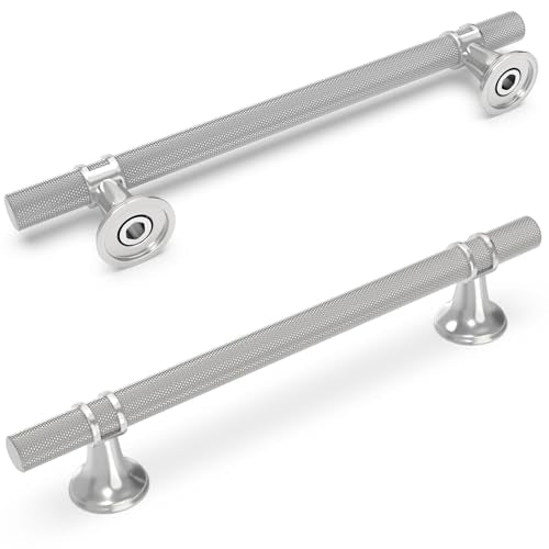 10 Pack 6-1/4 Inch Cabinet Pulls knurled Brushed Satin Nickel Kitchen Cabinet Handles Aluminum and Zinc Alloy Drawer Pulls Solid Cabinet Hardware - color: Brushed Satin Nickel Knurled, size: 6-1/4'' Hole Center(160mm)