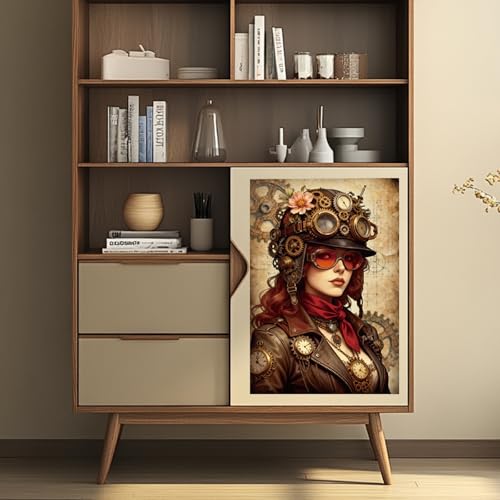 Peacoblue Steampunk Girl Rub On Transfers for Furniture Craft 6"x12" - style: Steampunk Girl