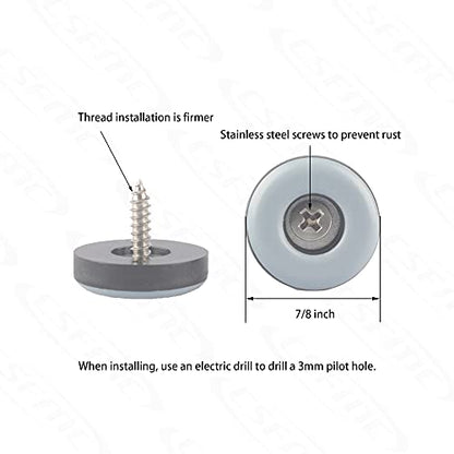 Teflon Furniture Sliders Pads(24 Pack 7/8 inch(22mm) Base),Table/Chair/Cabinet/Sofa Small Size PTFE Glides,Stainless Steel Screw on Protect The Floor,Heavy Duty Sliding Block for Furniture - size: 24 Pack 7/8 inch(22mm) Base